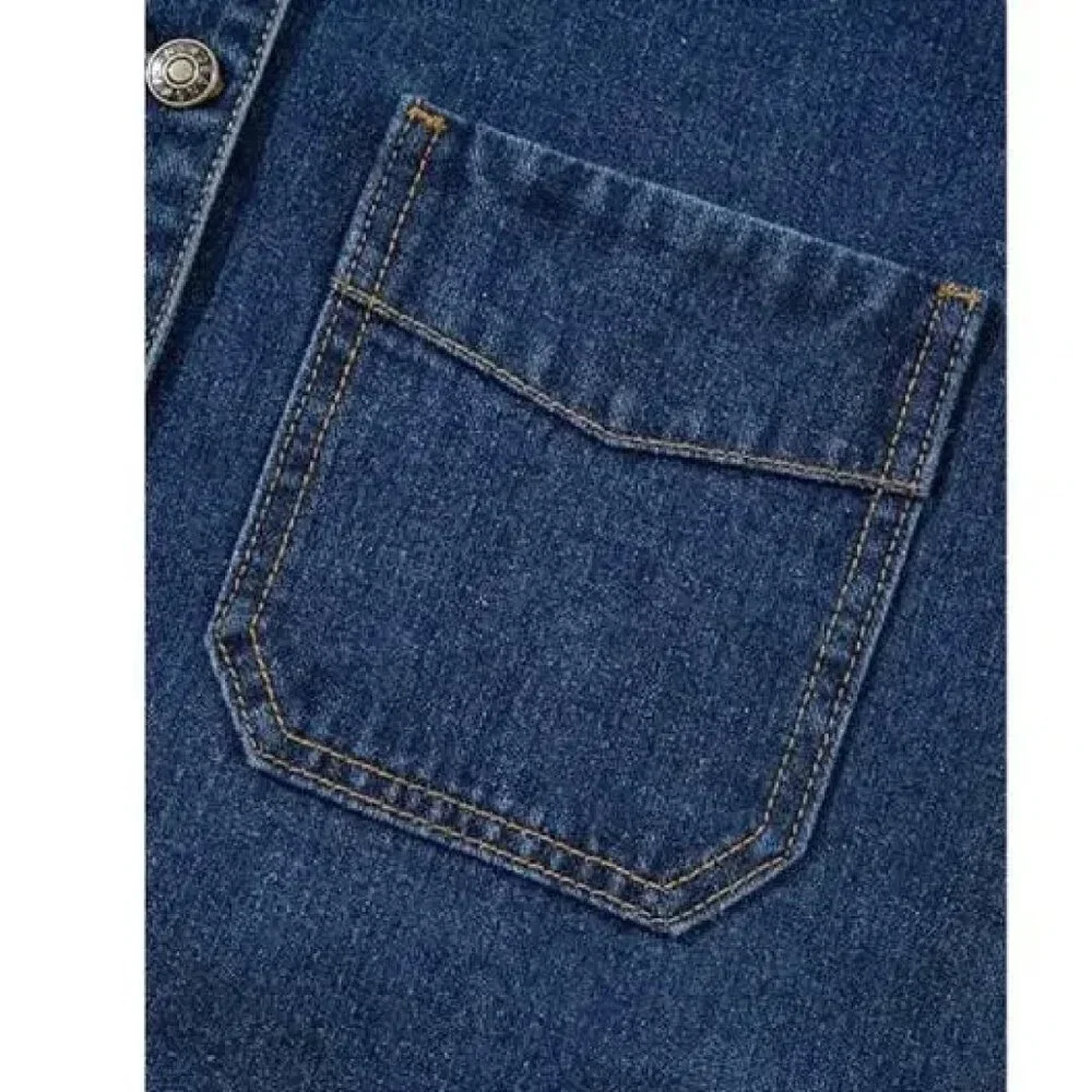 Women's Jean Jacket Boyfriend Button Up Long Sleeve (M) - Picture 6 of 6